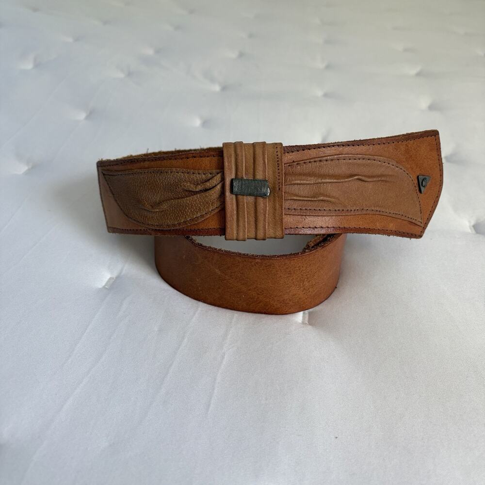 Vintage retro Brown Leather Wide Waist Belt Metal Grommets Size S-L? Read Below